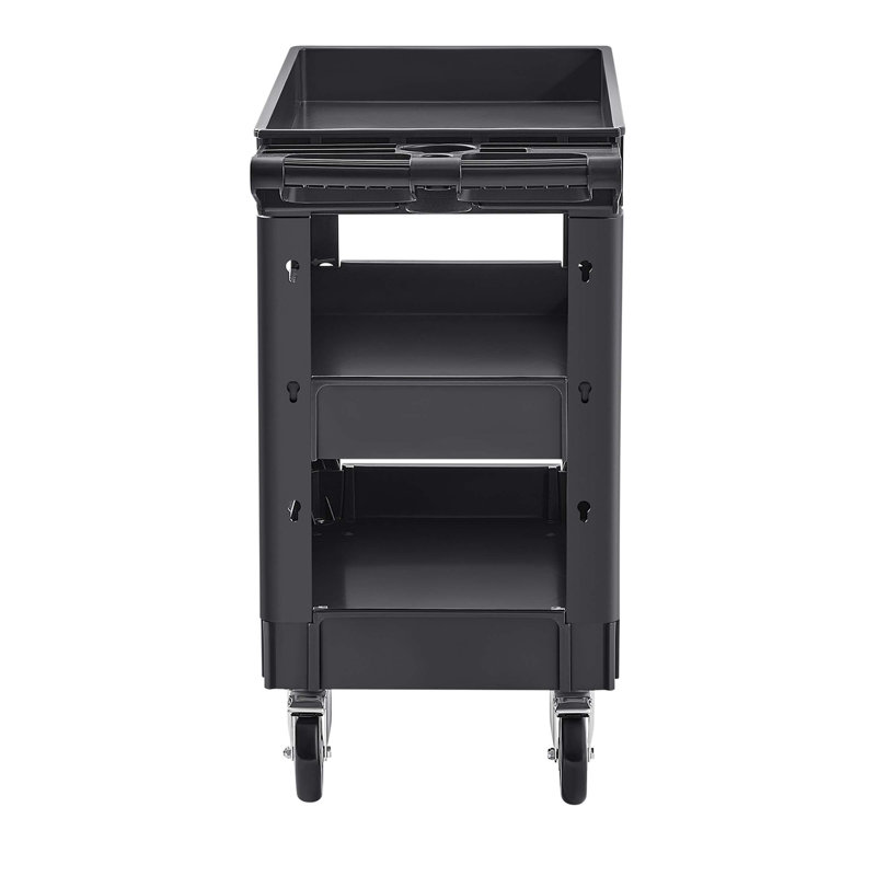Heavy Duty 3 Shelf Utility Cart With 550LBS Capacity, 360° Swivel Wheels, And Ergonomic Handle For Versatile Use In Warehouses, Garages, And More.