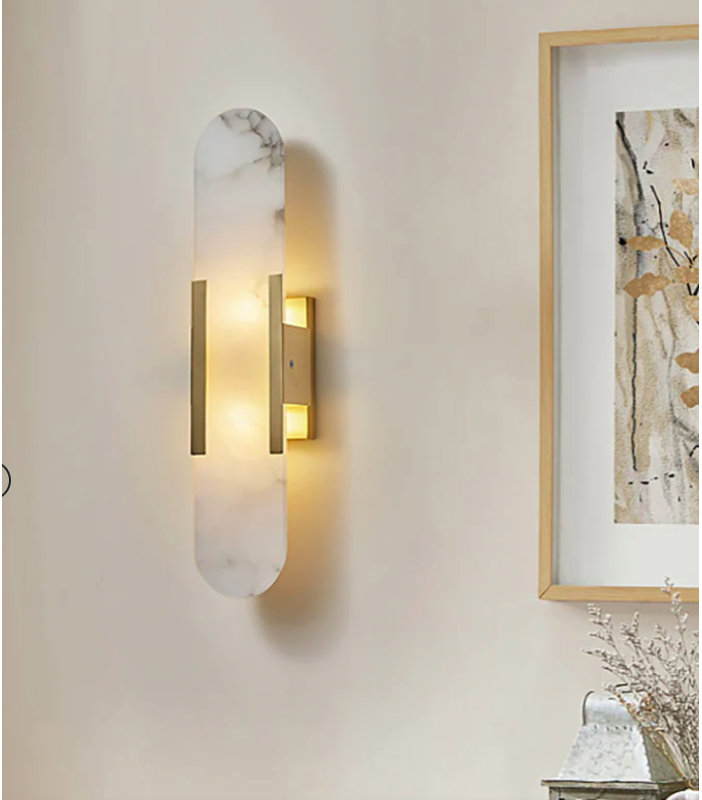 Modern Alabaster Wall Sconce, 14" H x 4" W x 3.2" D