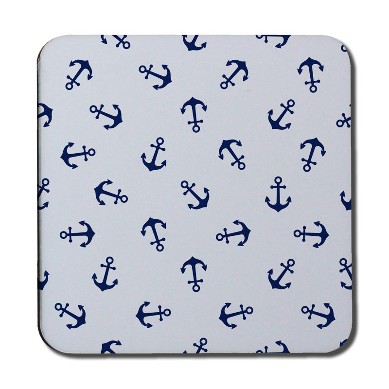 Square 6 Piece Coaster Set, Light Grey/Black