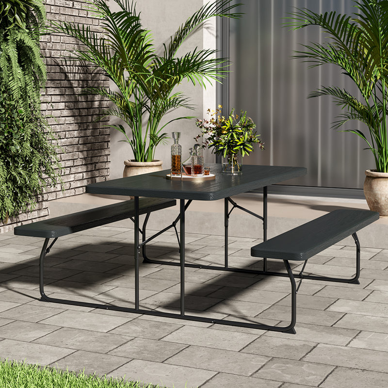Rectangular 6 - Person 180Cm L Outdoor Table Set, Black
