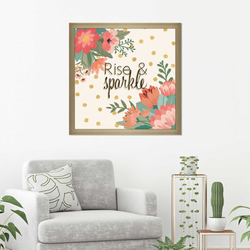 «Gorgeous IV», art textuel, H 31,5 po x l 31,5 po x P 1 po, Encadrement champagne
