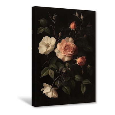 Rose, art mural sur toile, photos de fleurs rétro, impression de peinture florale rétro, impressions botaniques rustiques, décor de bureau de chambre à coucher champêtre (16,00 po x 24,00 po)