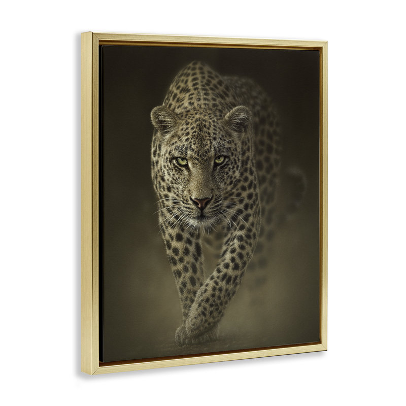 Cadre flottant Savage Leopard, H 21 po x l 17 po, Cadre flottant métallique doré