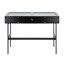 Console contemporaine en bois noir et acier avec plateau en verre | Idée de cadeau