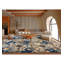 Shibori Hand Knotted Wool Area Rug in Gold/Blue/Ivory/Gray-1461718082