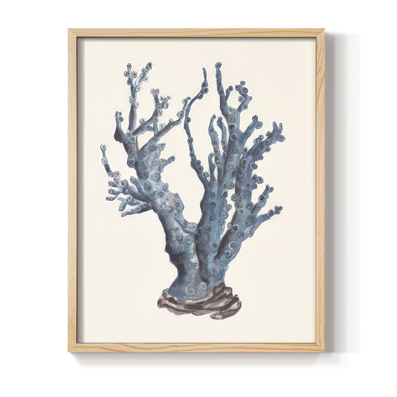 Indigo Reef I, reproduction encadrée - bois massif, Naturel, H 15 po x l 12 po