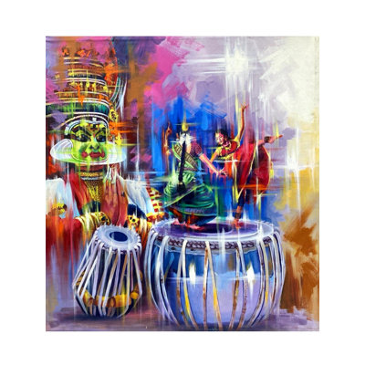 Kathakali - Danse du Kerala | Peinture acrylique sur toile | Décoration murale