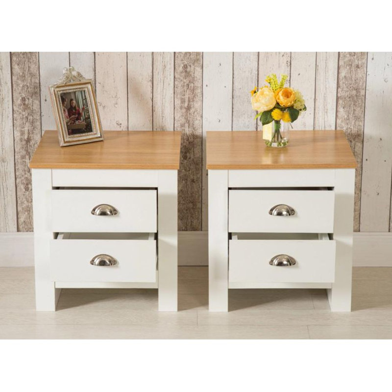 Amarelis 45cm W Manufactured Wood Bedside Table, White
