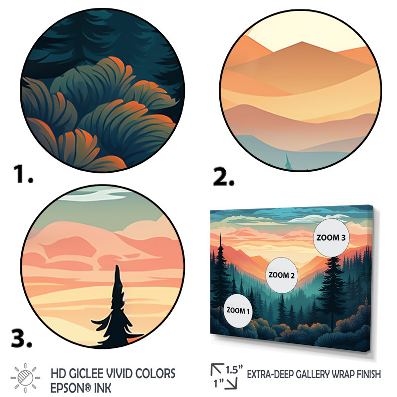 Paysage, ensemble d'art mural - coucher de soleil, H 32 po x l 48 po x P 1 po