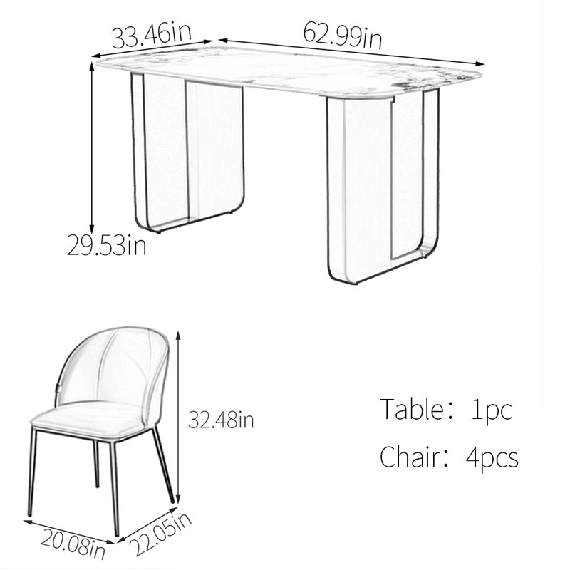 Light luxury high-end dining table set, 5