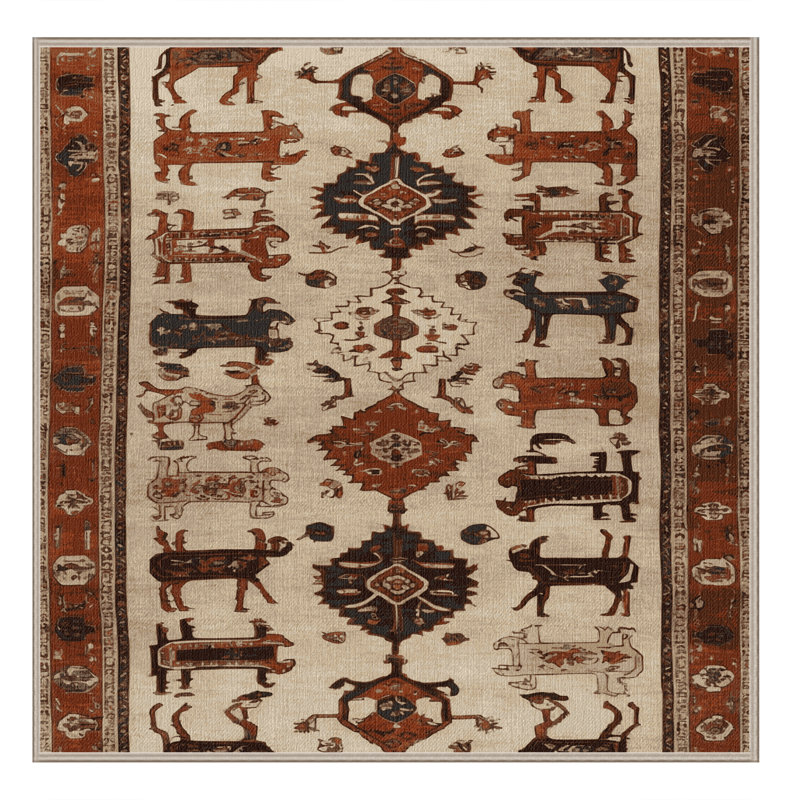 Tapis brun lavable à la machine, Carré 7 pi