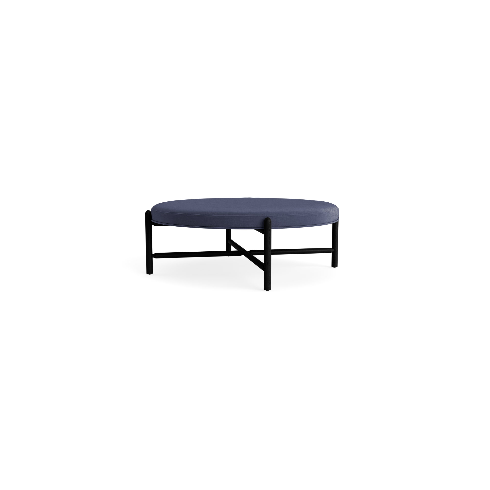 Vane 48" Round Ottoman, Navy, Black