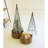 SET OF TWO METAL TOPIARIES WITH RECYCLED WOOD BASES
