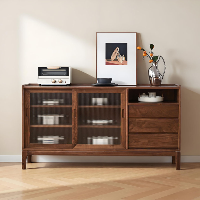 Solid wood multi-functional storage sideboard, 32.28" H x 62.99" W x 15.74" D