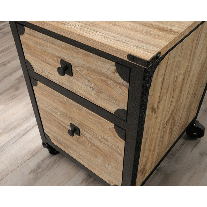 Steel River Milled Mesquite 2-Drawer Mobile File Cabinet with Metal Accents