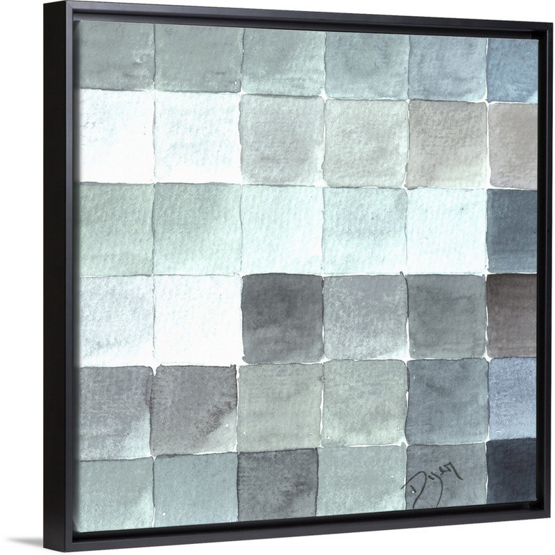 «Cool Tiles Ii» par Beverly Dyer, reproduction sur toile, Cadre noir, H 32 po x l 32 po x P 1,75 po