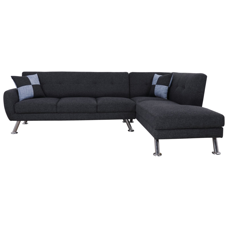Petersen Upholstered L-Shaped Sectional, Gray, Right Hand Facing