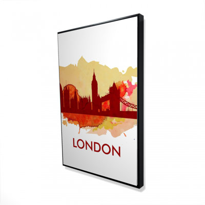 Paint Splash Silhouette of London | Retro Orange Canvas Decor