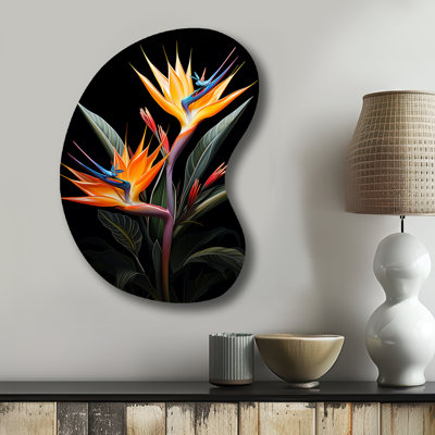 «Aldeline - Asymmetric Birds Of Paradise», reproduction d'art murale en métal de forme unique
