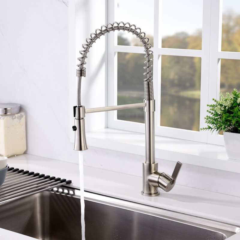 Pull Down Single Handle Kitchen Faucet, Brushed Nickel