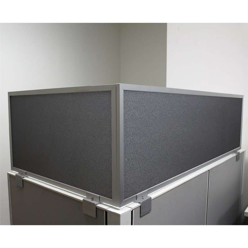 Panneau d'intimité acoustique avec grand support, 12" H x 30" lx 0.63" d, Graphite, Aluminium