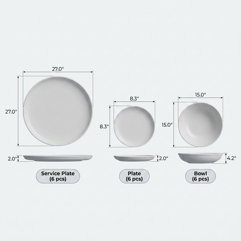 Service de table en porcelaine grise mouchetée Stonecroft (service de 18 pièces pour 6 personnes)