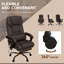 Fauteuil de bureau à 6 vibrations, hauteur réglable, inclinable, repose-pieds, fauteuil de massage à dossier haut en similicuir brun, hauteur rétractable pour