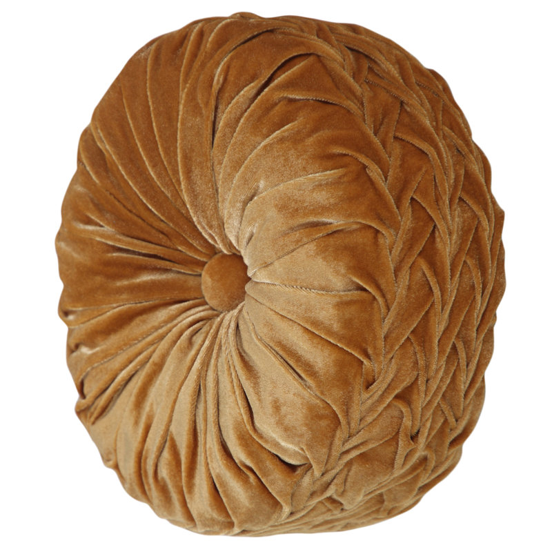 Taylor Gold Tufted Button Poly Velvet Pillow