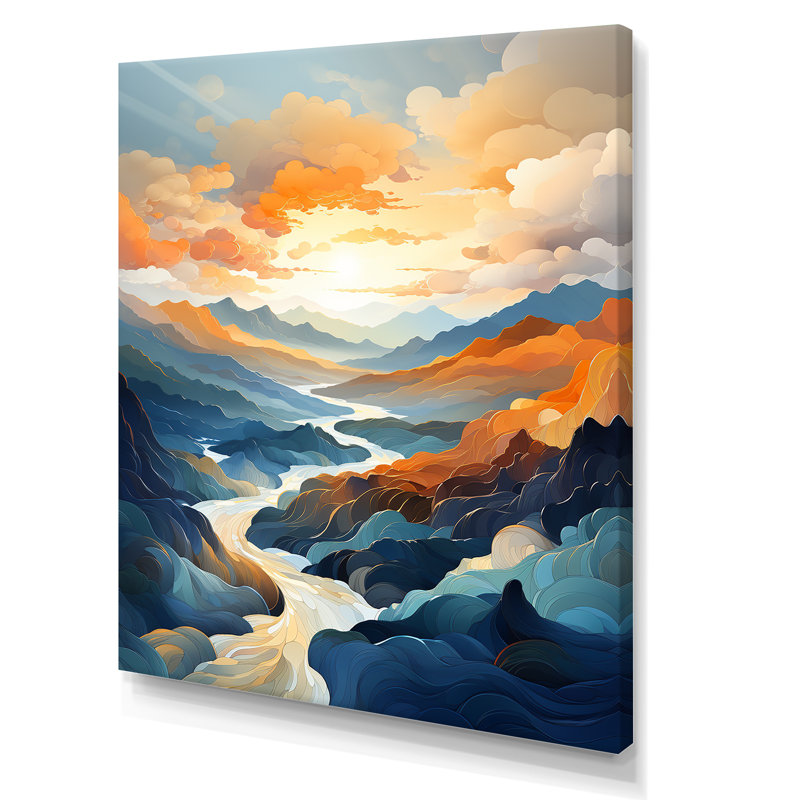 Montagnes, paysage, chuchotements, Toile tendue, H 40 po x l 30 po