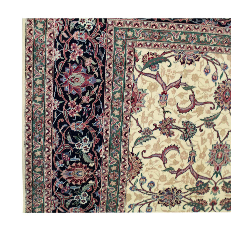 Wool Floral Area Rug in Navy