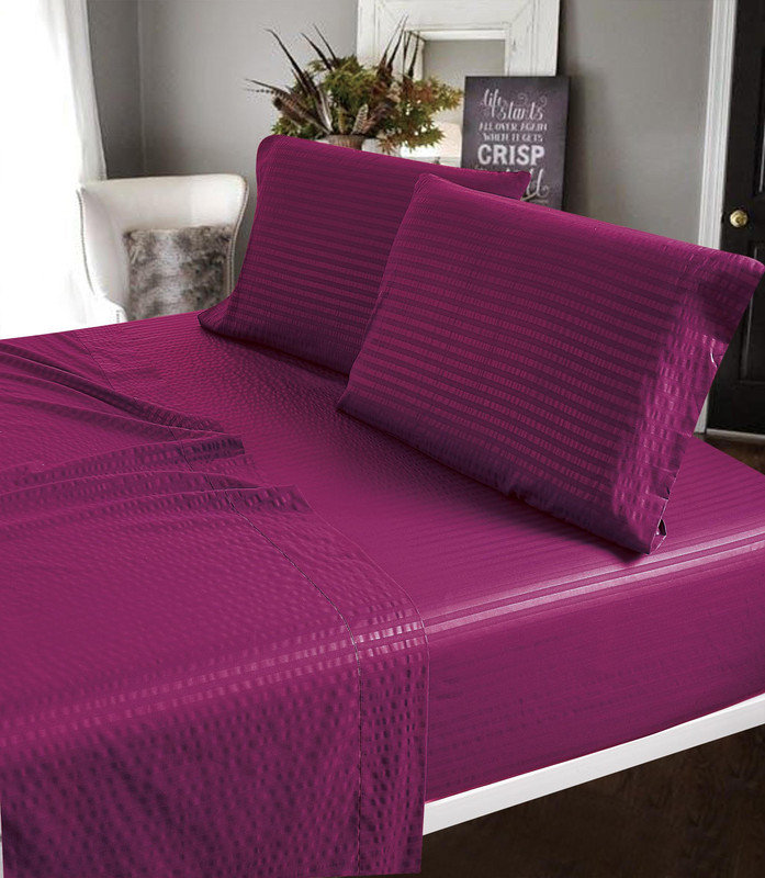 Ultra-Soft Sheet Set - 4pc, Wrinkle-Free, Lightweight, Quick-Dry, Twin Sheet Set w/ 1 Fitted Sheet & 2 Pillowcases, Burgundy
