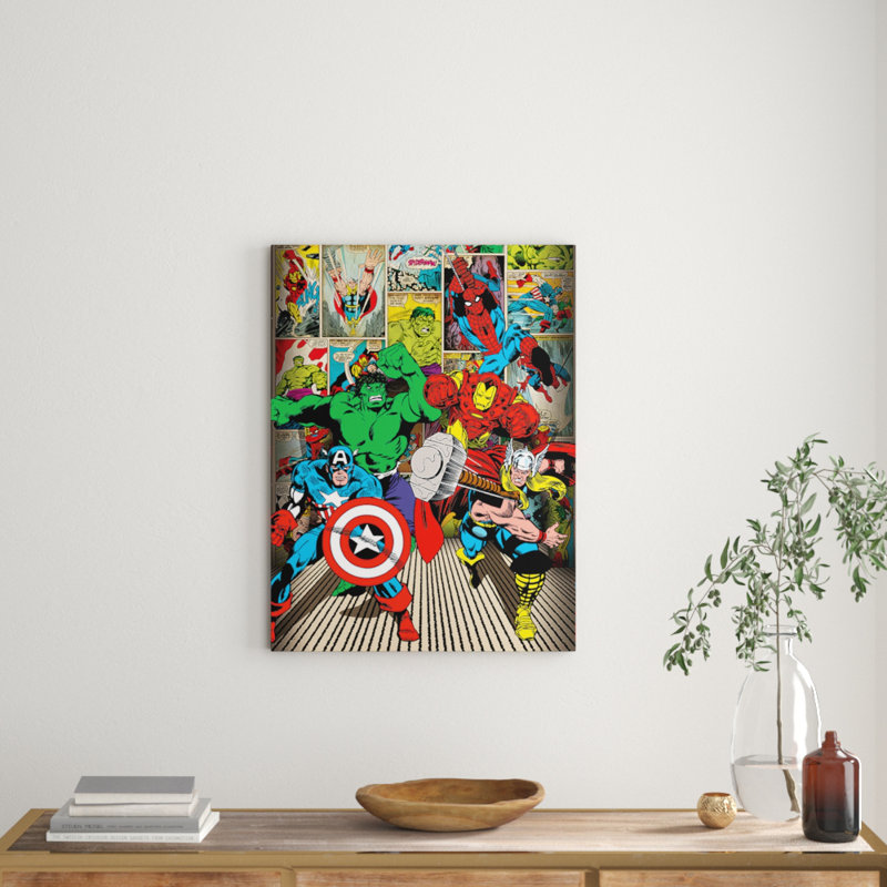 Marvel Comics, Here Come The Heroes Vintage Advertisement on Canvas