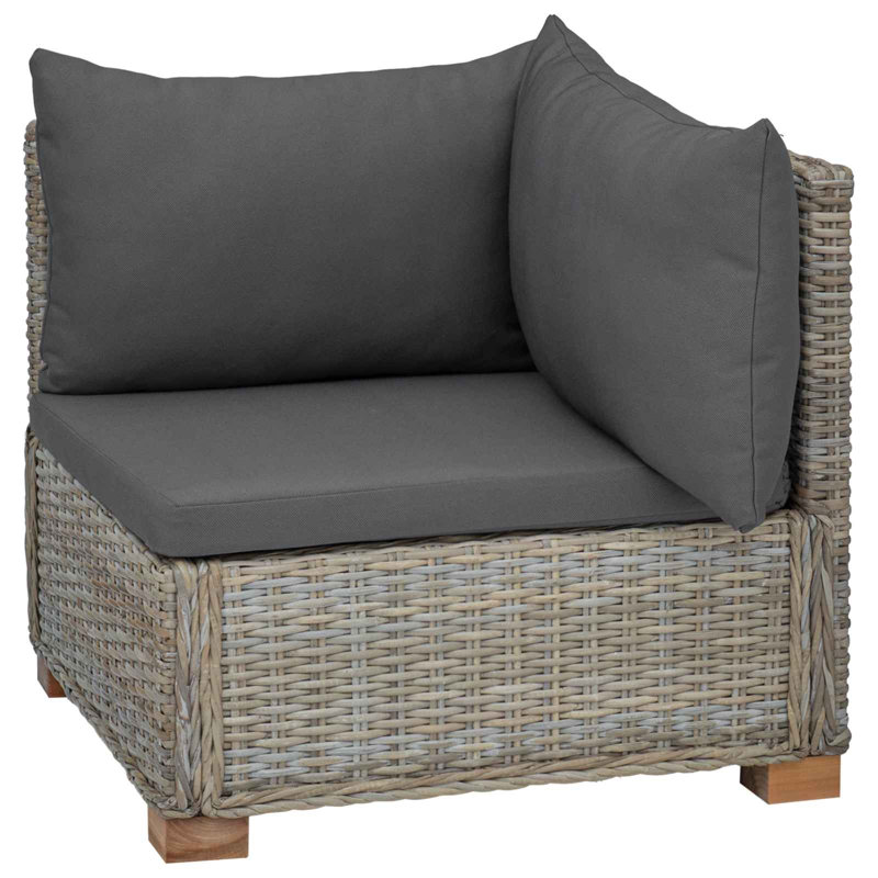 72cm Wide Patio Sectional Set, Dark Grey Cushion/Kubu Grey Frame