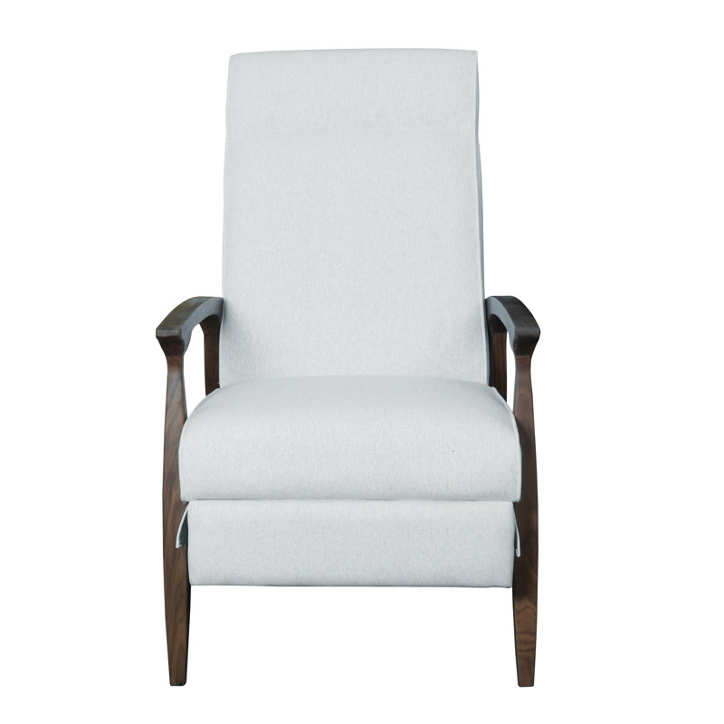 Piedmont Upholstered Recliner, Beige, Walnut Wood