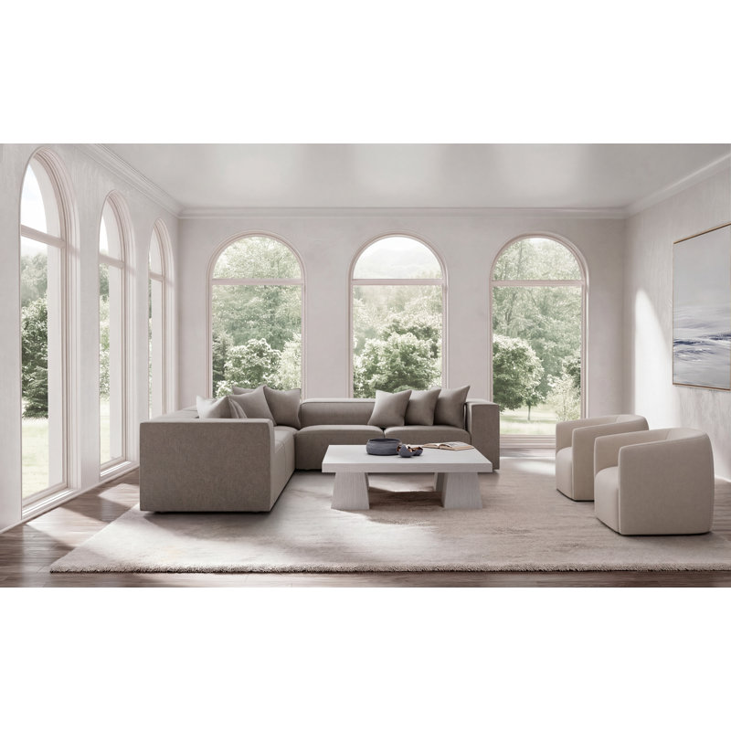 Bernhardt Bliss 3-Piece Fabric Sectional, 28" H x 123.5" W x 123.5" D, Light Brown Polyester