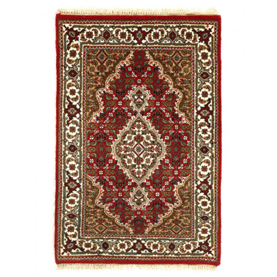 Tapis fin en soie et en laine noué à la main Tabriz 2 pi x 3 pi