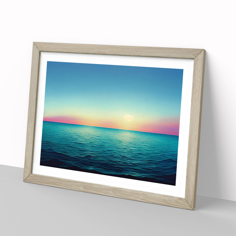 XH1022-7575X Rose Sky Above The Ocean Vol.3 - Single Picture Frame Painting, 34cm H x 46cm W x 2cm D, Oak 