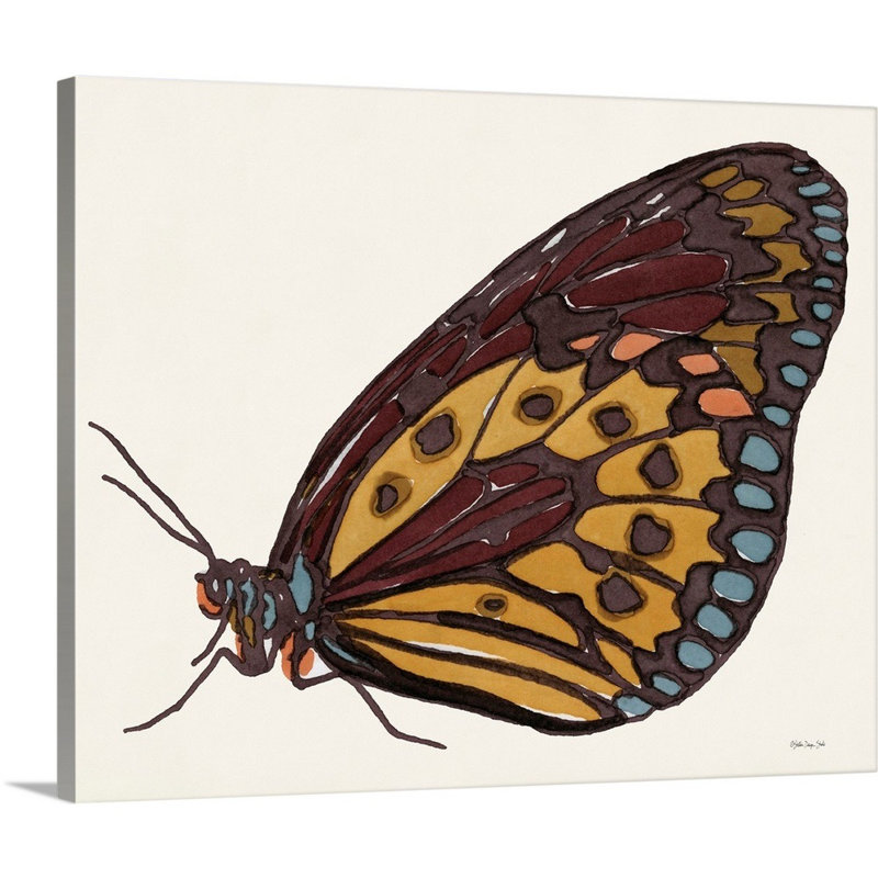 «Papillon 5» par Studio Stellar Design - reproduction d'art sur toile, H 11 po x l 14 po x P 1 po, Toile tendue