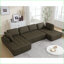 Canapé modulaire à assise en U modulaire à 6 places en tissu maille respirante de 138,5 po Sectional Green | Rembourré | Vert sauge-635385133
