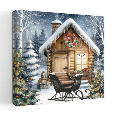 Cabane de Noël avec traîneau et art de Noël d'hiver