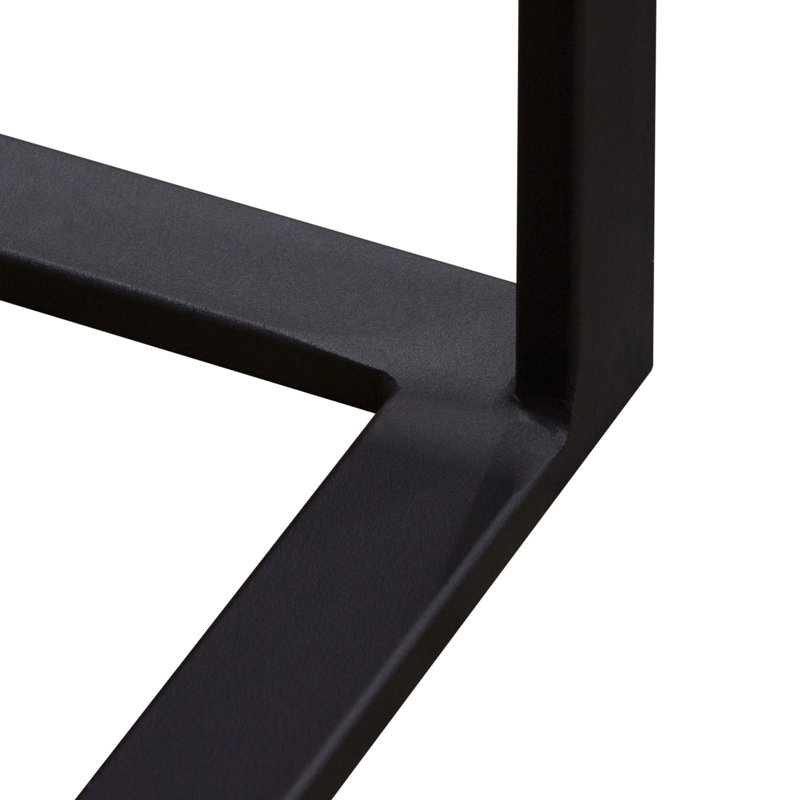 Table carrée Surface avec plateau en marbre d'ingénierie et base en métal thermolaqué noir