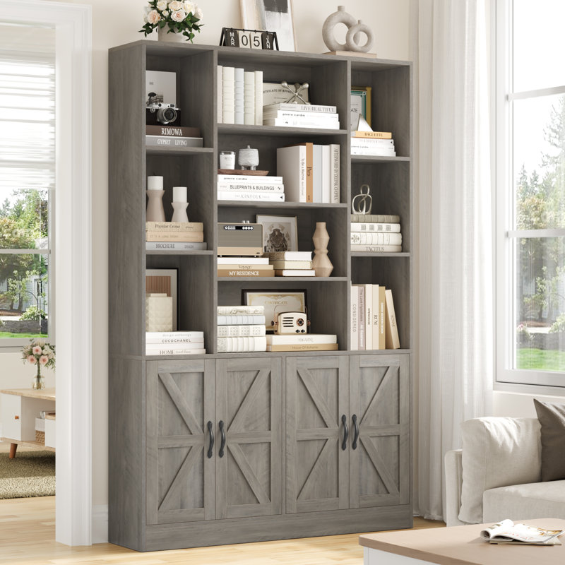 74.8" Tall 6-Tier Standard Storage Bookcase, Rustic Gray