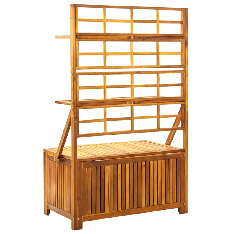 META 99 cm W 180 L Acacia Solid Wood Deck Box, Natural Wood