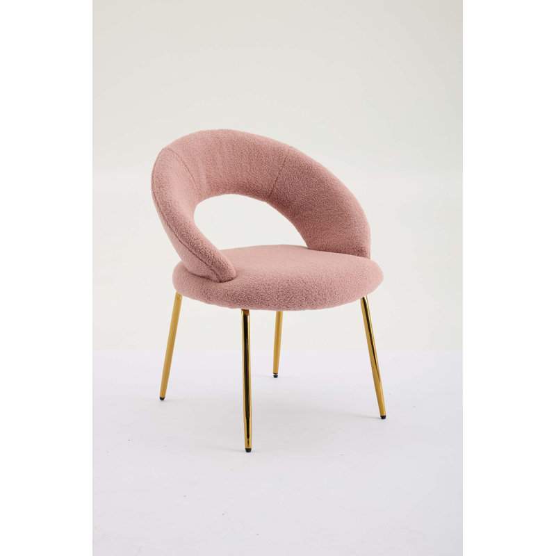 Ensemble de 1 chaise de salle à manger en tissu avec dossier incurvé et pieds en métal pour la cuisine ou la salle à manger