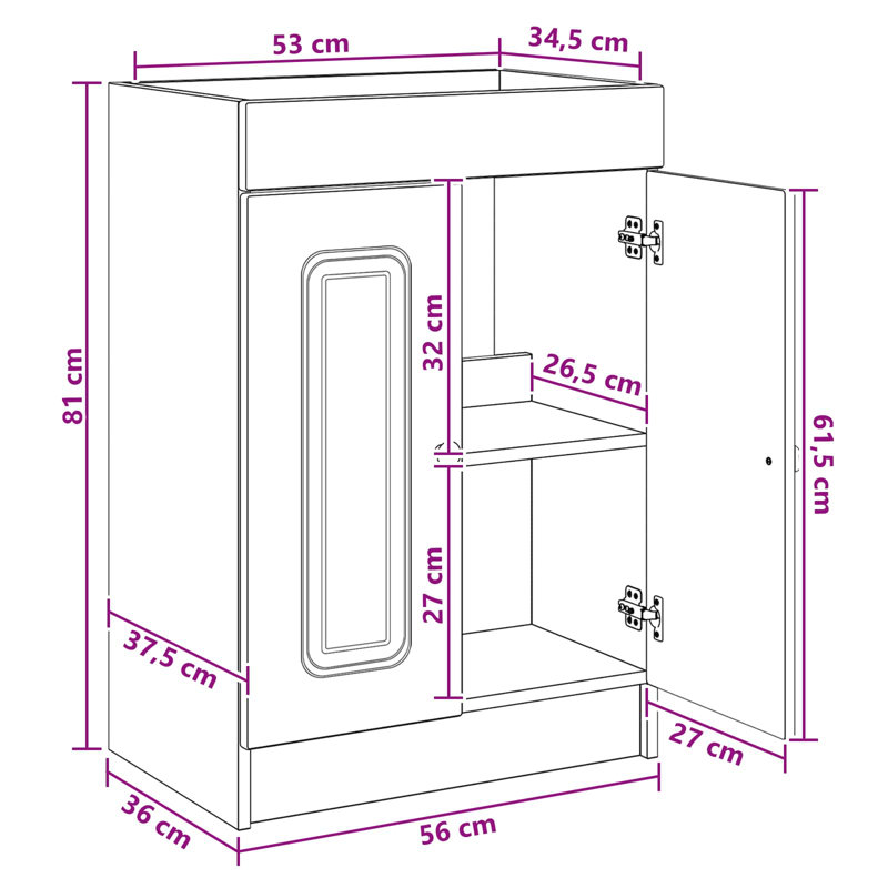 Vanity & Mirror Set, Grey Sonoma