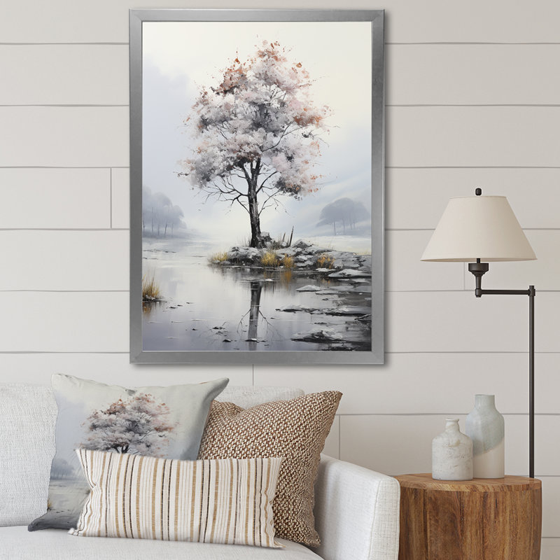 Arbre, murmure silencieuse silencieuse - art mural floral, salon, Cadre photo argenté, H 44 po x l 34 po x P 1,5 po