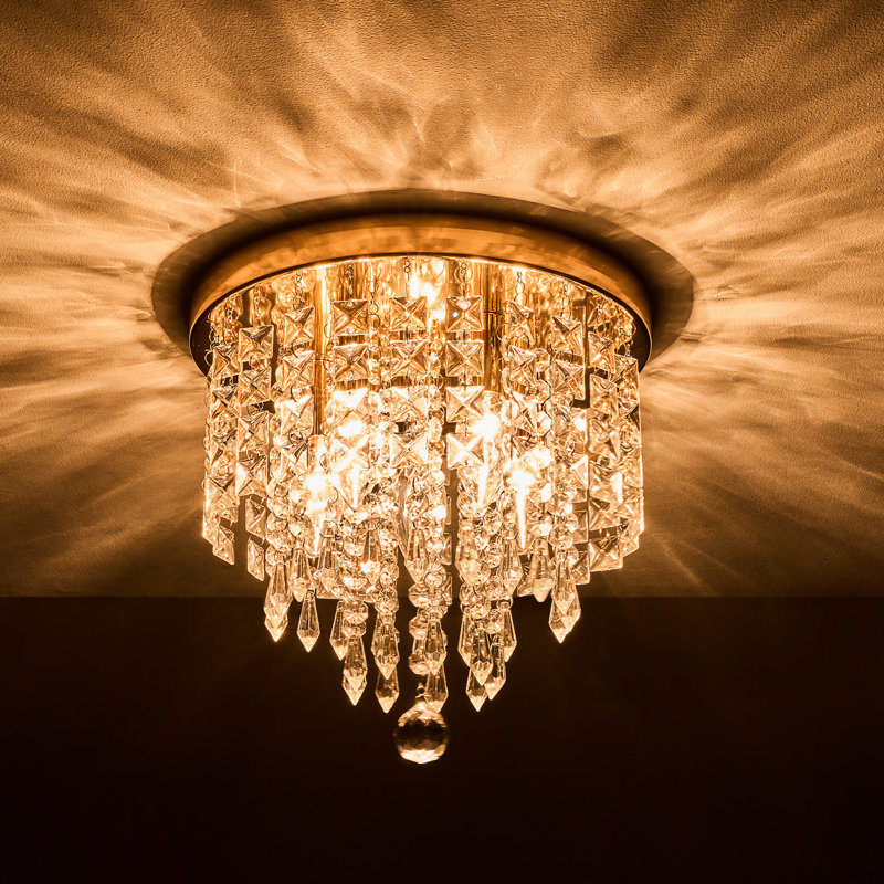 Plafonnier en cristal à 5 lumières Cheyan, Or