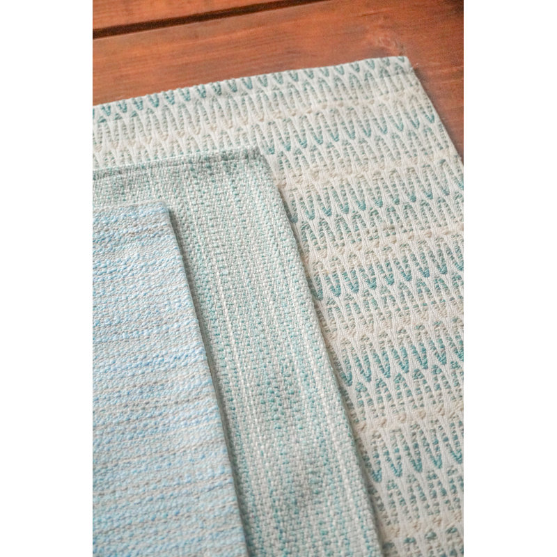 Aqua Blue Acrylic Striped Rectangle Placemat
