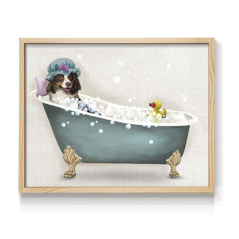 Bath Dogs II -Framed Print - Restickable, Naturel, H 11 po x l 14 po