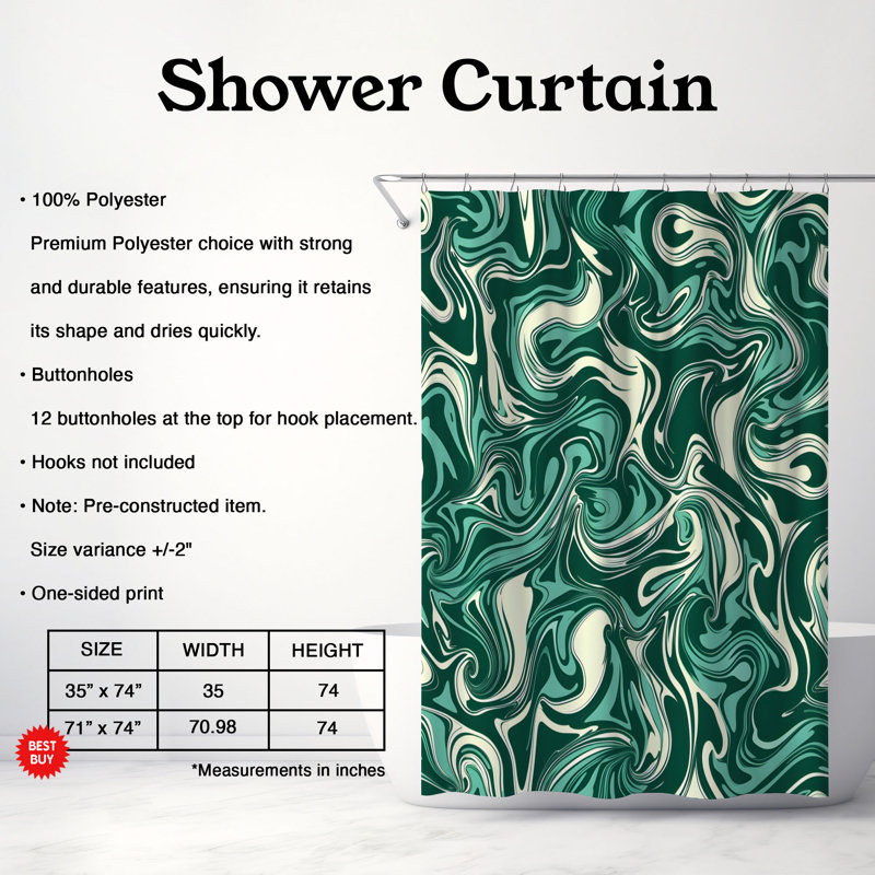 Susette Abstract Shower Curtain, 74"H x 71"W